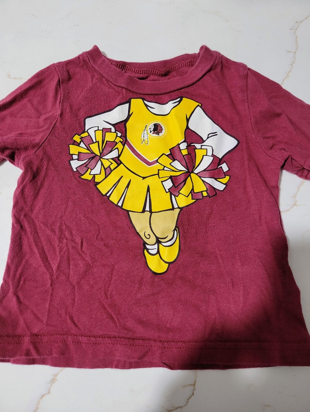 Kids Cheerleader NFL Tee in Maroon with Yellow Graphic